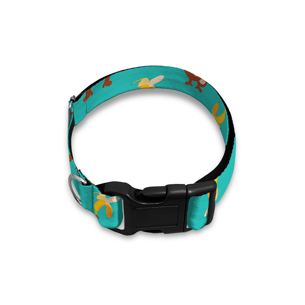 Banana And Monkey Pattern Print Dog Collar