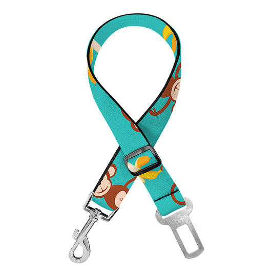 Banana And Monkey Pattern Print Dog Seat Belt