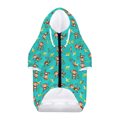 Banana And Monkey Pattern Print Dog Zip Up Hoodie