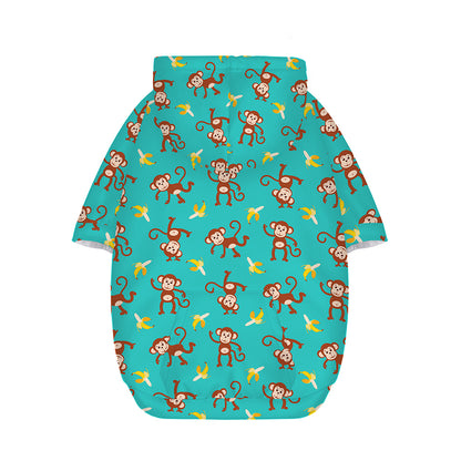 Banana And Monkey Pattern Print Dog Zip Up Hoodie