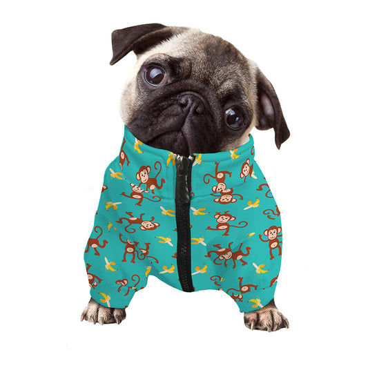Banana And Monkey Pattern Print Dog Zip Up Jacket