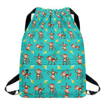 Banana And Monkey Pattern Print Drawstring Backpack