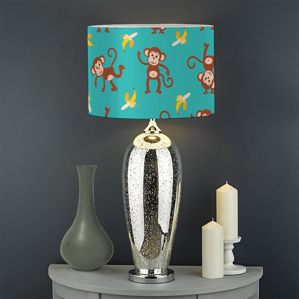 Banana And Monkey Pattern Print Drum Lamp Shade