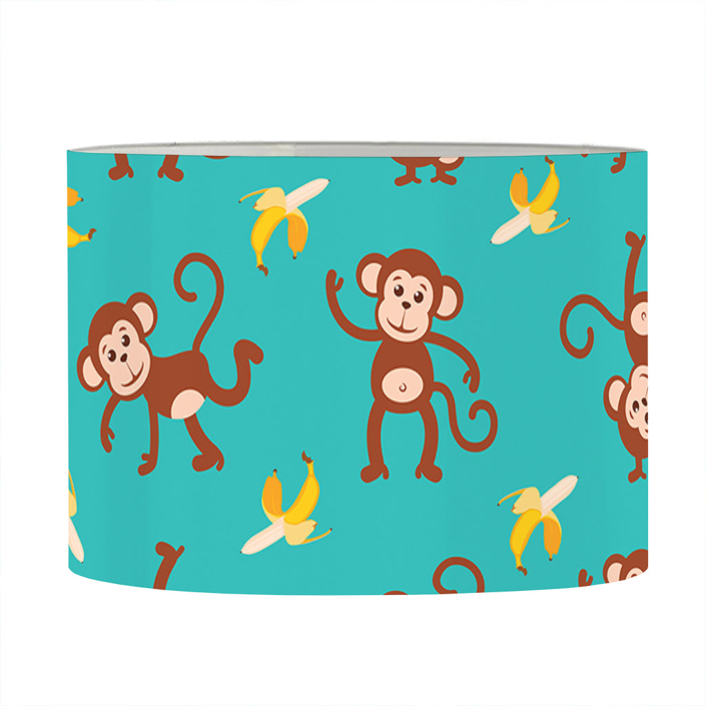 Banana And Monkey Pattern Print Drum Lamp Shade