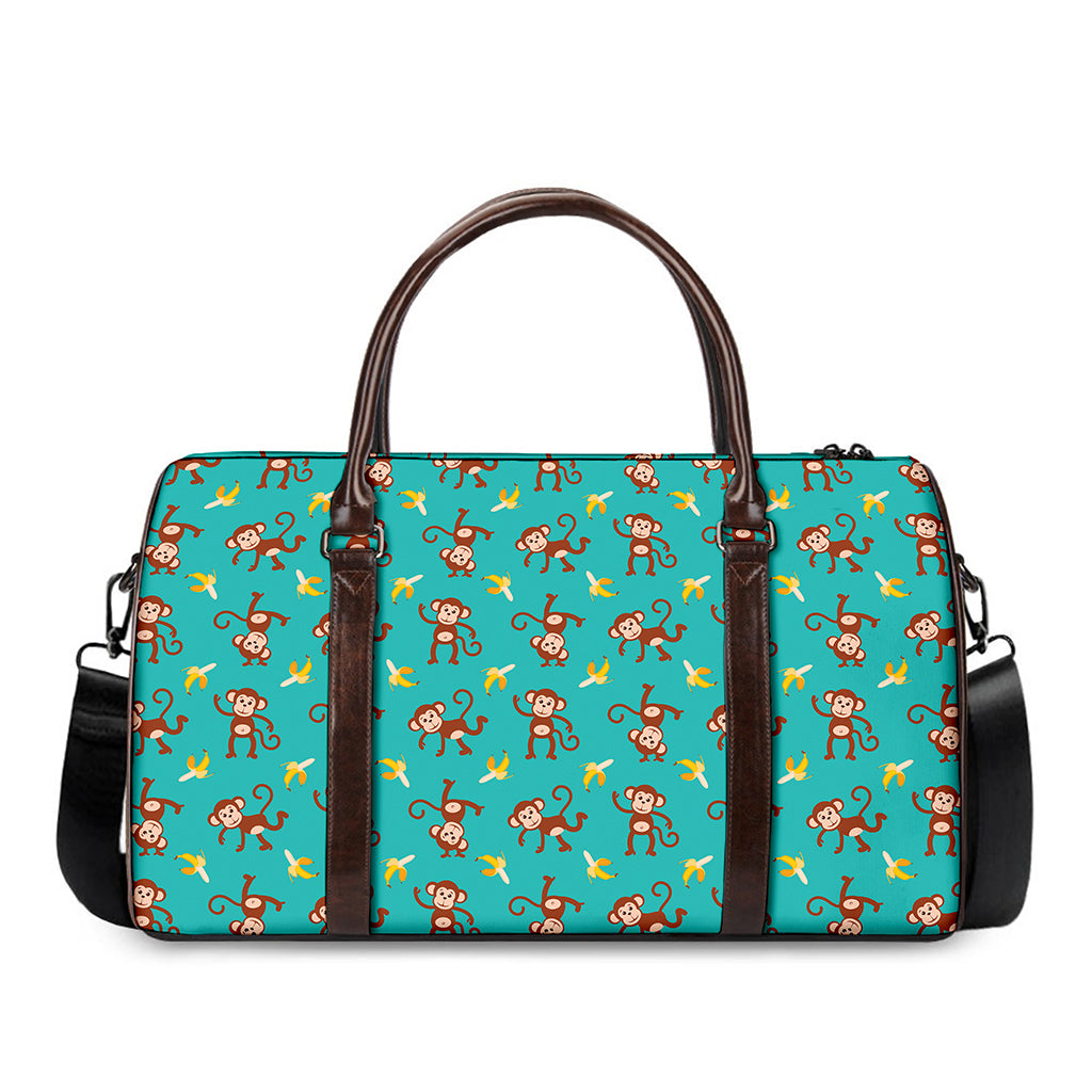Banana And Monkey Pattern Print Duffle Bag