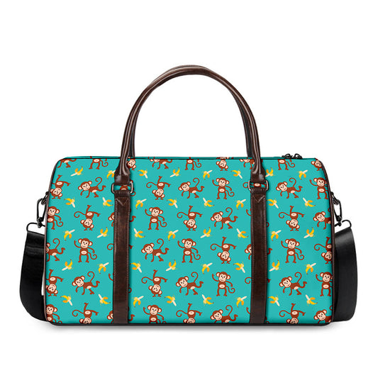 Banana And Monkey Pattern Print Duffle Bag