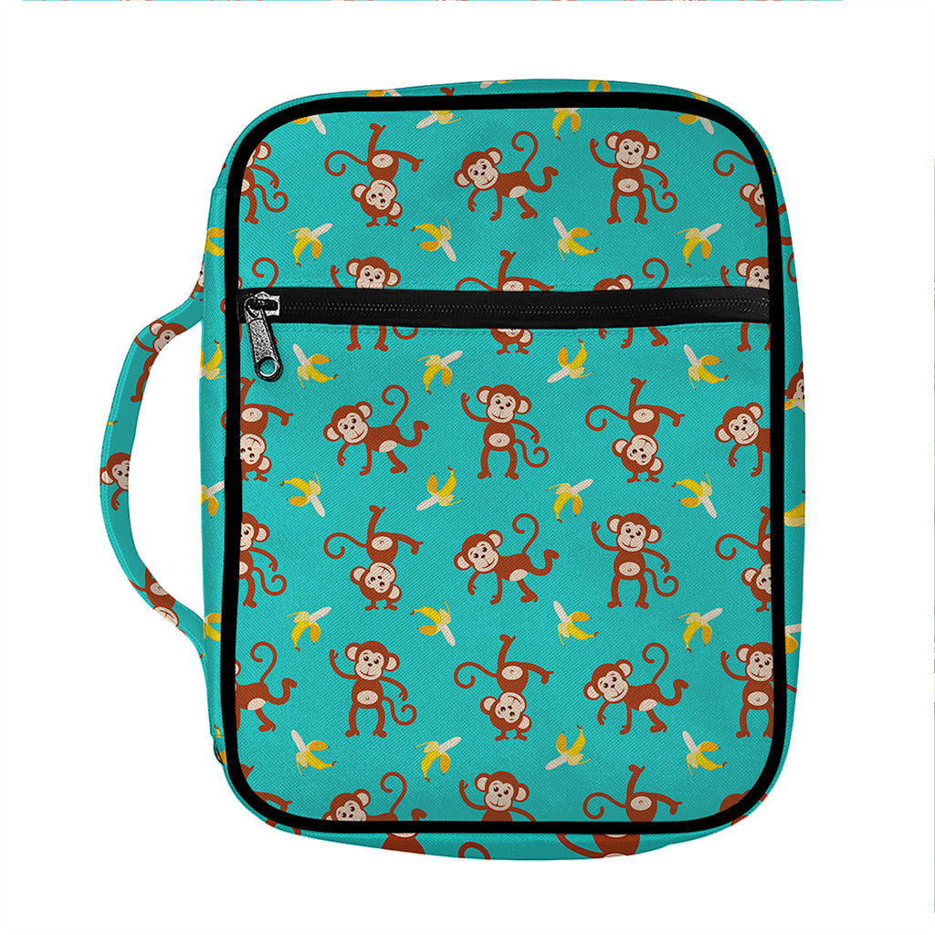 Banana And Monkey Pattern Print Front Pocket Bible Bag