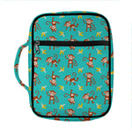 Banana And Monkey Pattern Print Front Pocket Bible Bag