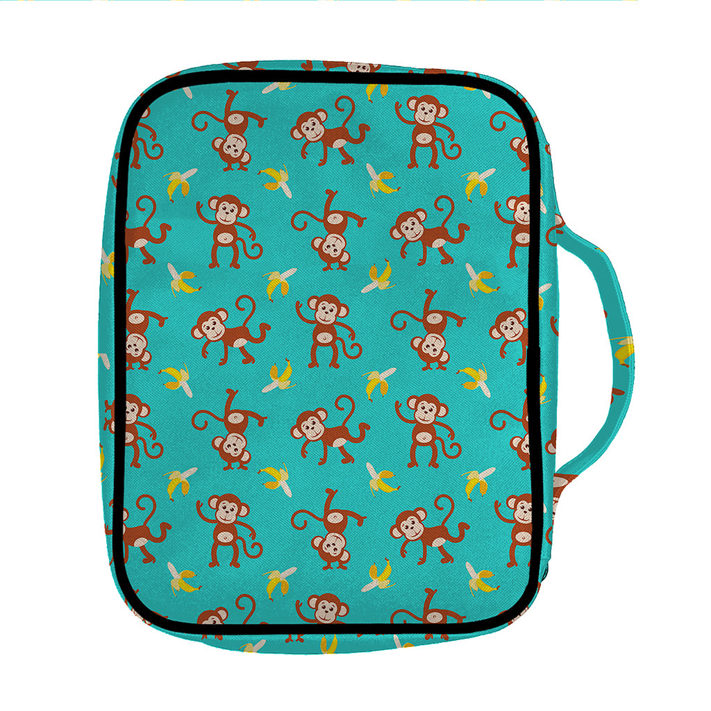 Banana And Monkey Pattern Print Front Pocket Bible Bag