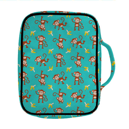 Banana And Monkey Pattern Print Front Pocket Bible Bag