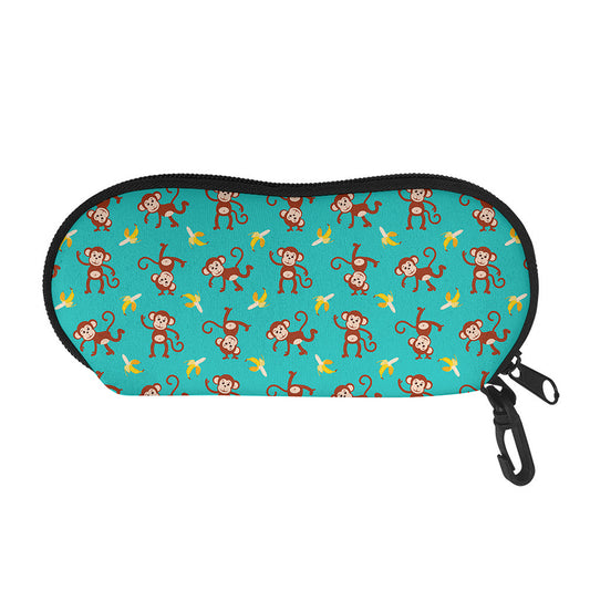 Banana And Monkey Pattern Print Glasses Case