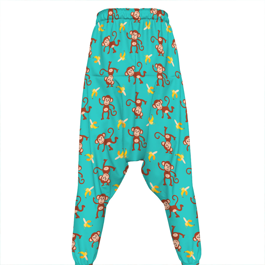 Banana And Monkey Pattern Print Hammer Pants