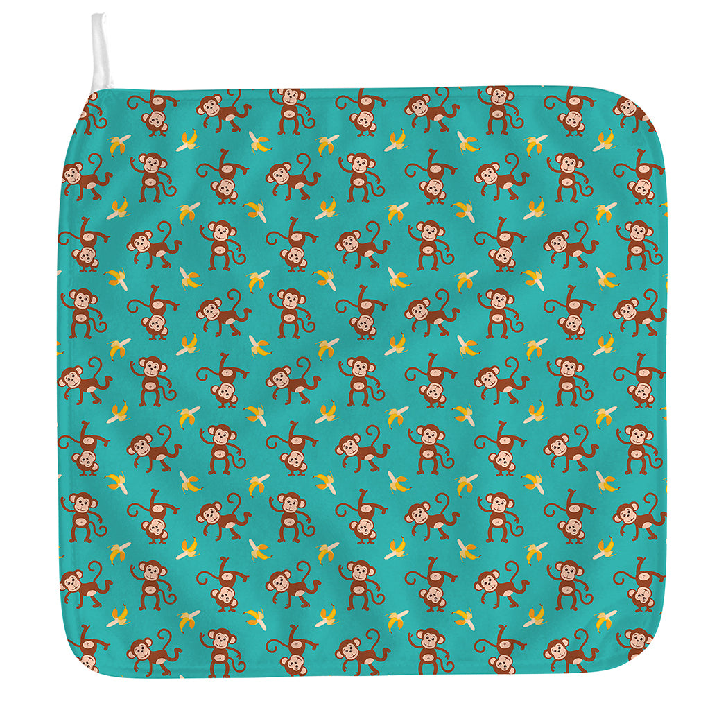 Banana And Monkey Pattern Print Hand Towel
