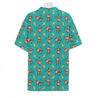 Banana And Monkey Pattern Print Hawaiian Shirt