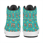 Banana And Monkey Pattern Print High Top Leather Sneakers