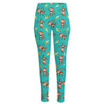 Banana And Monkey Pattern Print High-Waisted Pocket Leggings