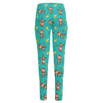 Banana And Monkey Pattern Print High-Waisted Pocket Leggings
