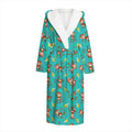 Banana And Monkey Pattern Print Hooded Bathrobe