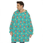 Banana And Monkey Pattern Print Hoodie Blanket