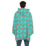 Banana And Monkey Pattern Print Hoodie Blanket