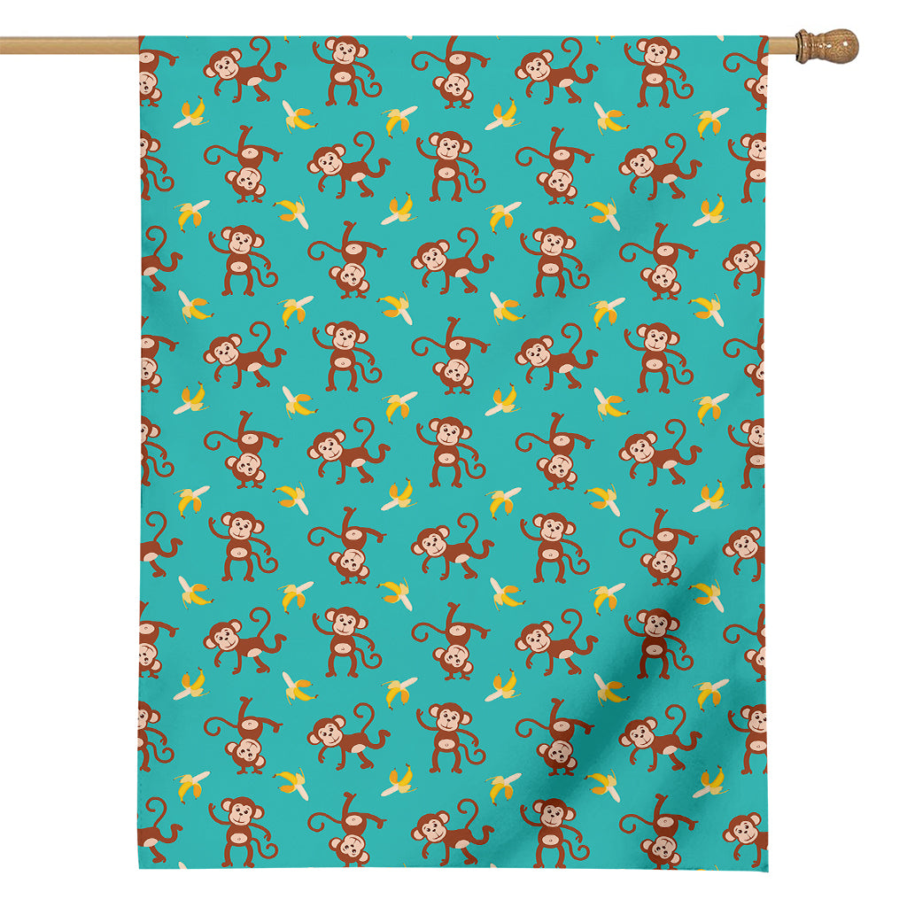 Banana And Monkey Pattern Print House Flag