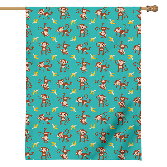 Banana And Monkey Pattern Print House Flag