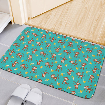 Banana And Monkey Pattern Print Indoor Door Mat