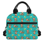 Banana And Monkey Pattern Print Insulated Lunch Bag