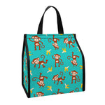 Banana And Monkey Pattern Print Insulated Lunch Tote