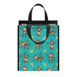 Banana And Monkey Pattern Print Insulated Lunch Tote