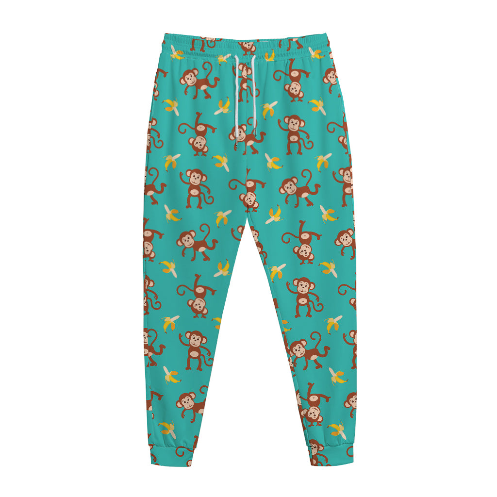 Banana And Monkey Pattern Print Jogger Pants