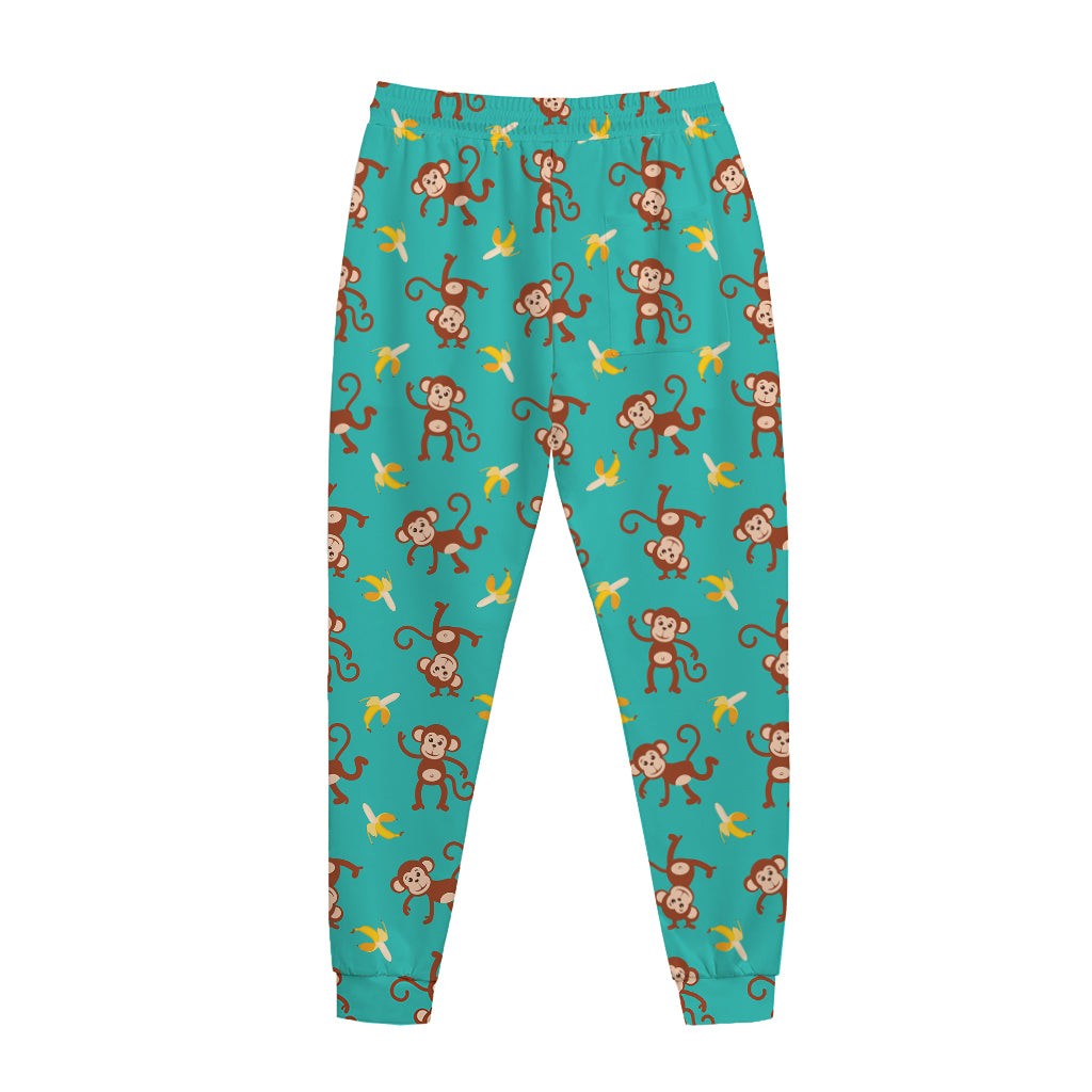 Banana And Monkey Pattern Print Jogger Pants