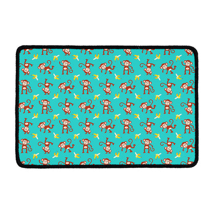Banana And Monkey Pattern Print Kitchen Mat