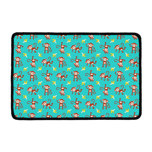 Banana And Monkey Pattern Print Kitchen Mat