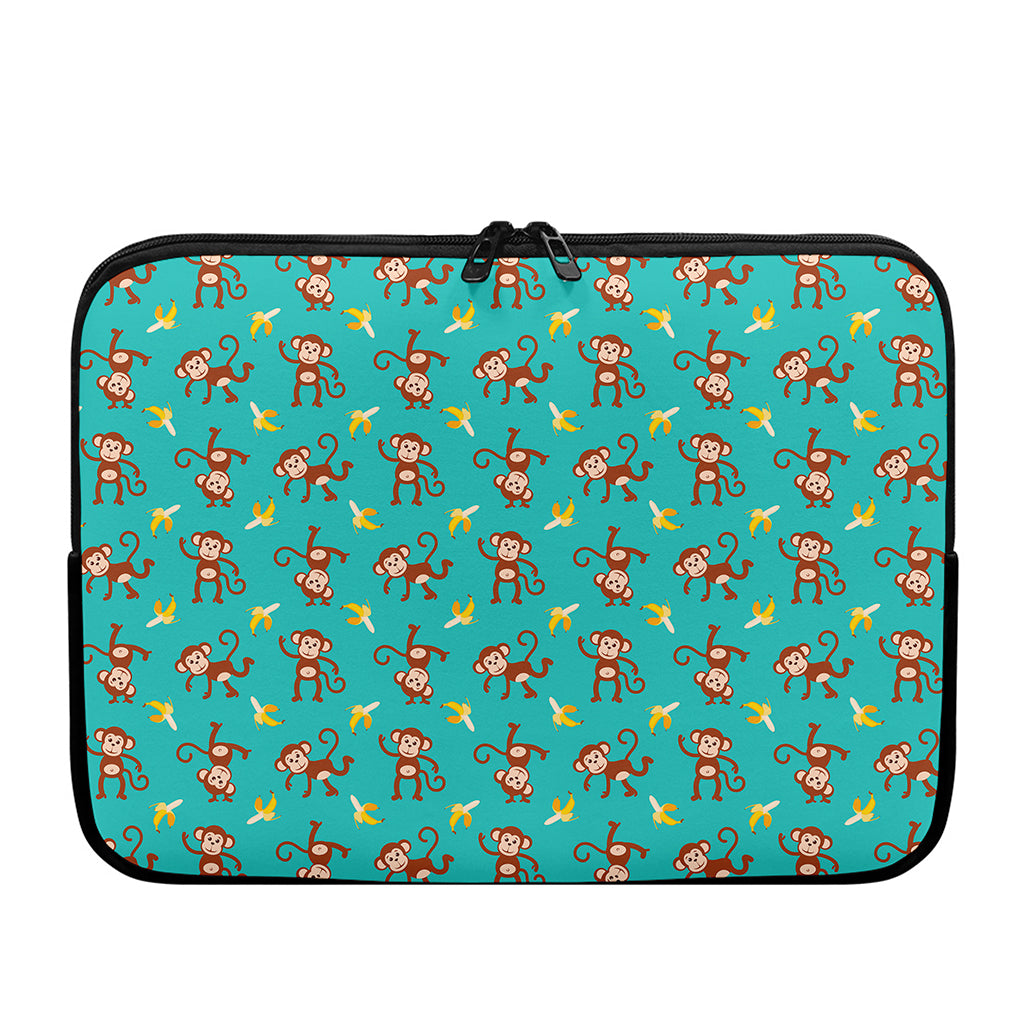 Banana And Monkey Pattern Print Laptop Sleeve