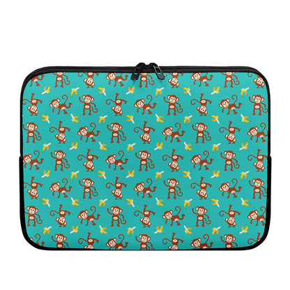 Banana And Monkey Pattern Print Laptop Sleeve