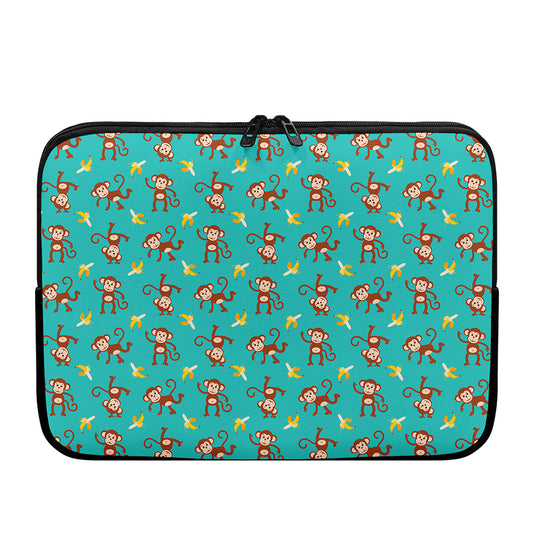 Banana And Monkey Pattern Print Laptop Sleeve