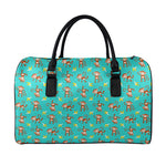 Banana And Monkey Pattern Print Leather Duffle Bag