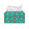 Banana And Monkey Pattern Print Leather Tissue Box Cover