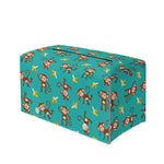 Banana And Monkey Pattern Print Leather Tissue Box Cover