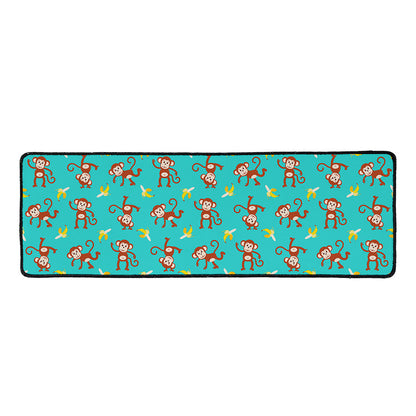 Banana And Monkey Pattern Print Long Kitchen Mat