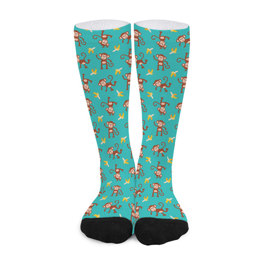 Banana And Monkey Pattern Print Long Socks