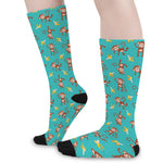 Banana And Monkey Pattern Print Long Socks