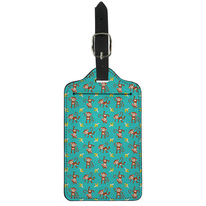 Banana And Monkey Pattern Print Luggage Tag