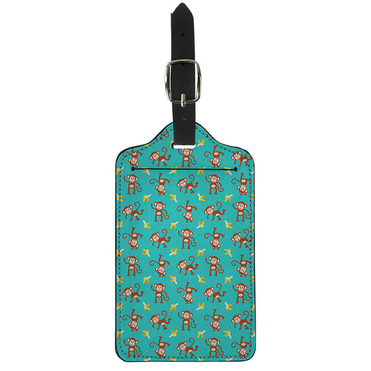Banana And Monkey Pattern Print Luggage Tag