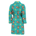 Banana And Monkey Pattern Print Men's Bathrobe