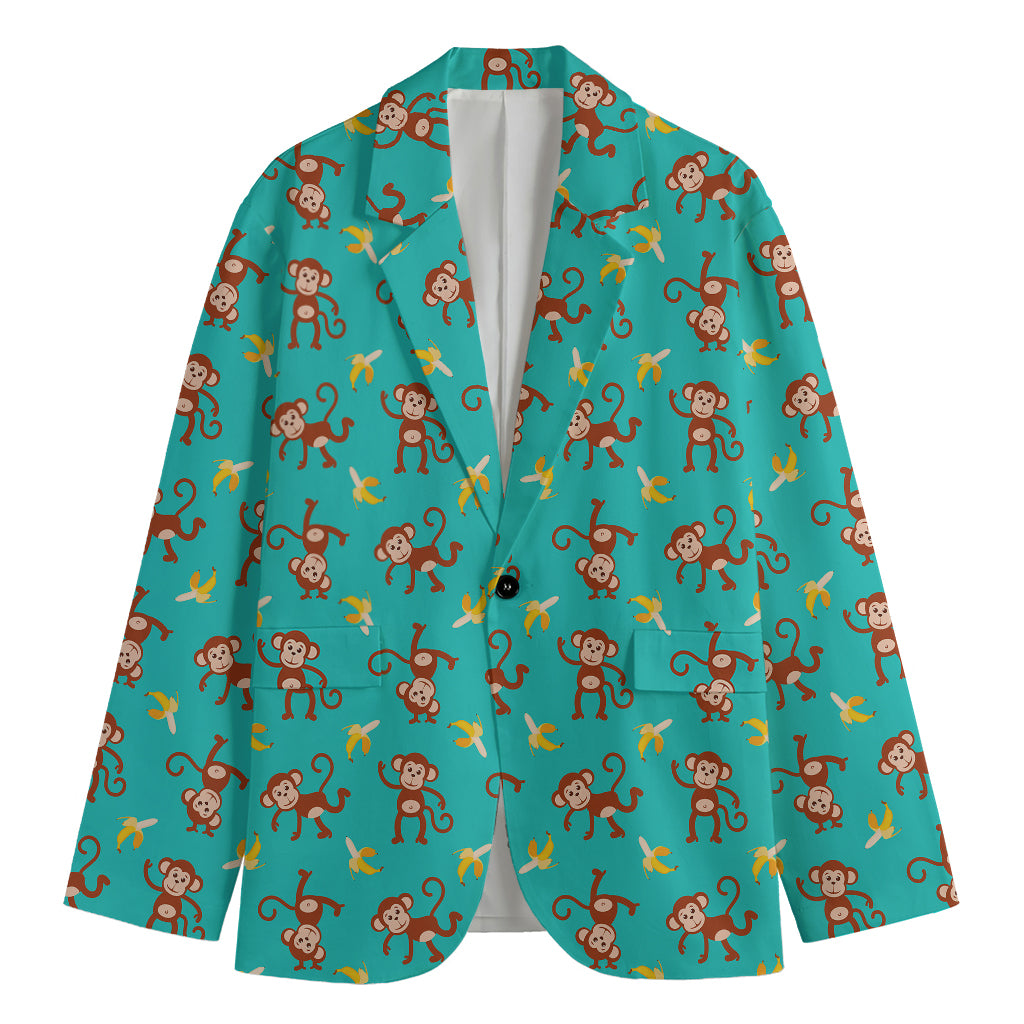 Banana And Monkey Pattern Print Men's Blazer