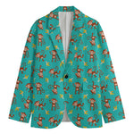 Banana And Monkey Pattern Print Men's Blazer