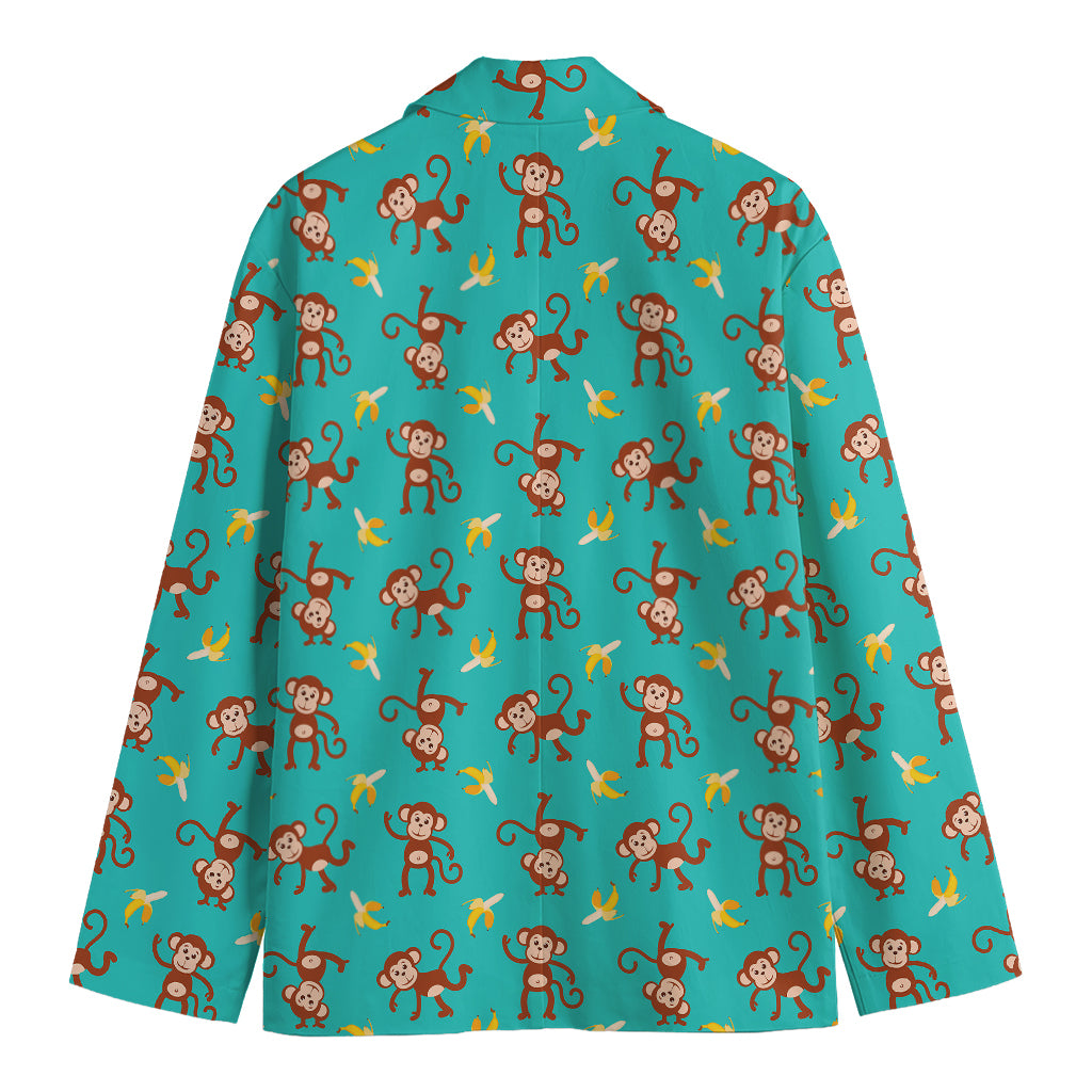 Banana And Monkey Pattern Print Men's Blazer