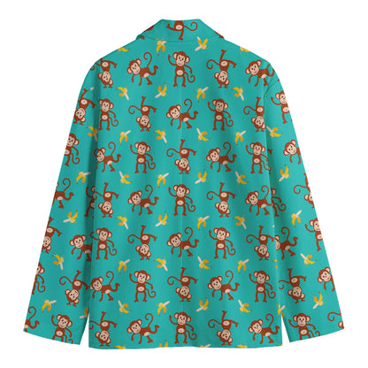 Banana And Monkey Pattern Print Men's Blazer